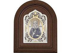 Серебряная икона «Святая Блаженная Матрона» в округлом окладе